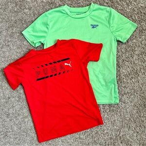 Reebok Green Kids T-Shirt & Puma Red Kids T-Shirt Bundle (2 pk) I Size S